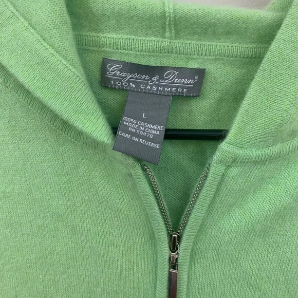 Grayson & Dunn Large Green 100% Cashmere Hooded - Picture 2 of 5